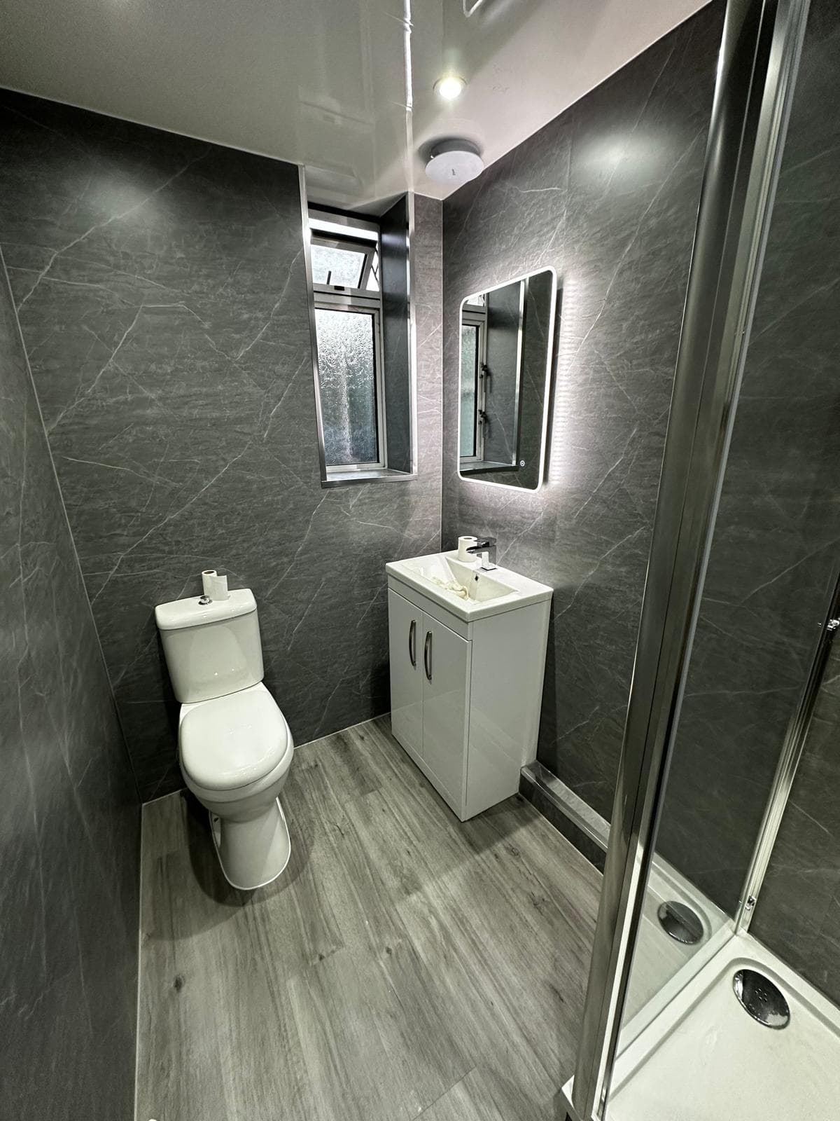 Grey marble shower room