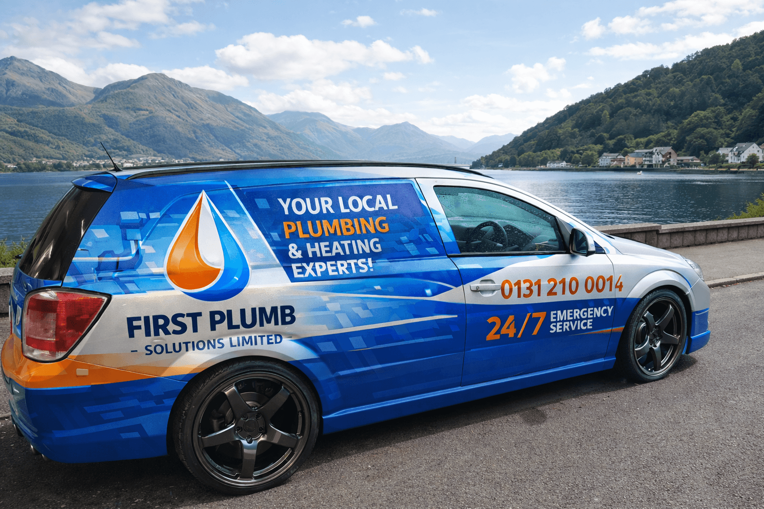 First Plumb Solutions van, the Gas Safe team servicing boilers across Kirkcaldy and Fife